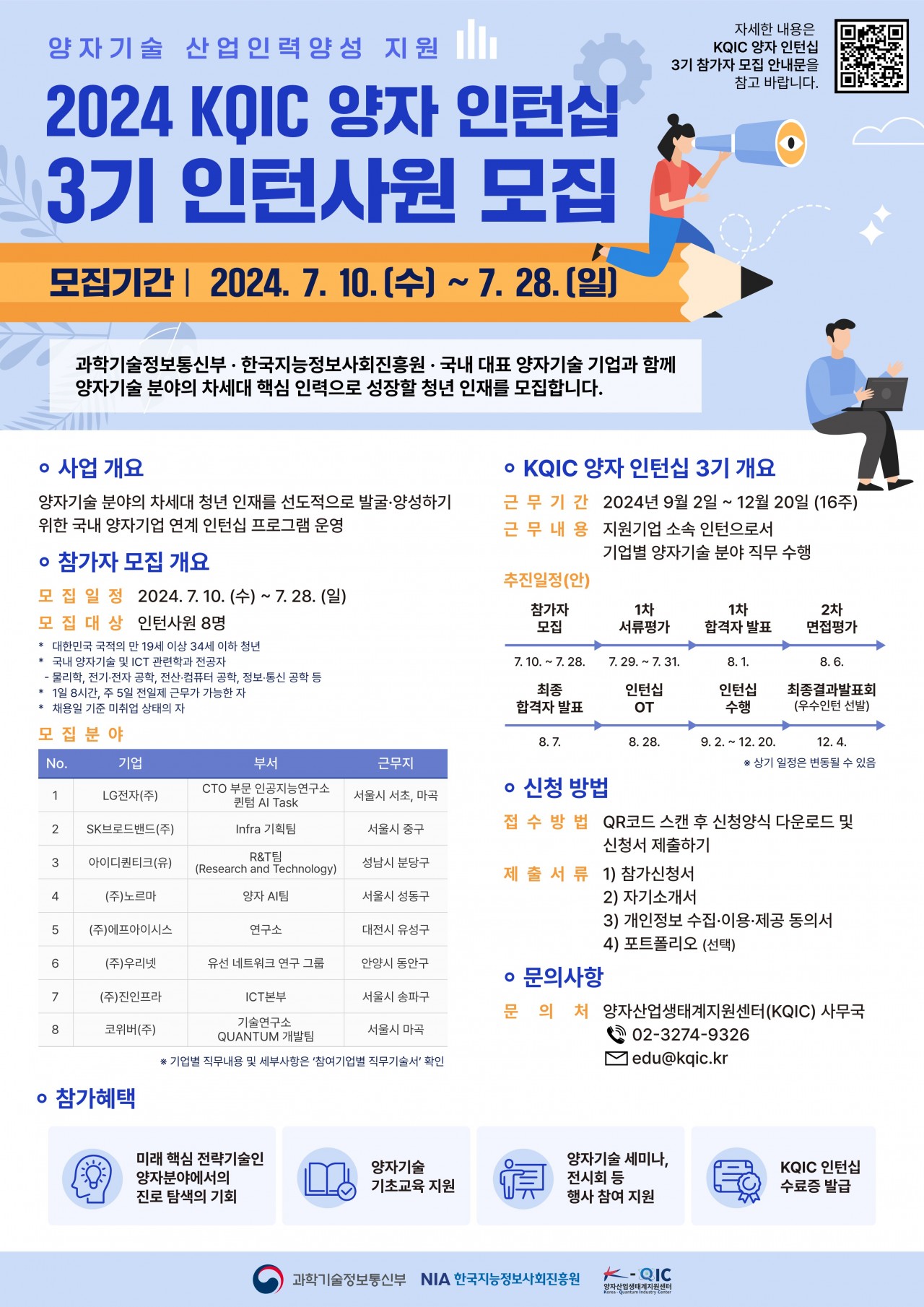 5. 2024 KQIC 양자 인턴십 3기_참가자 모집 포스터